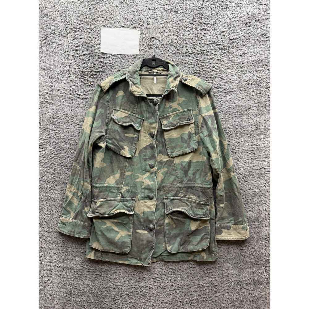 Free People Not Your Brothers Surplus Camouflage Military Jacket Green Size M